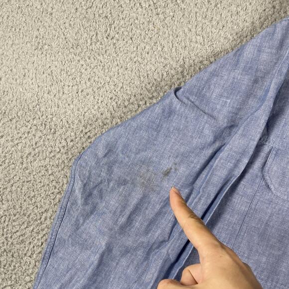 VTG Abercrombie & Fitch Button Shirt Men's Large Blue Made Hong Kong 90's Work - Picture 2 of 8